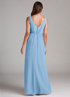 Azazie Tanicia Brautjungfernkleider Eine Linie Plissee Chiffon Kleid Puderblau image7