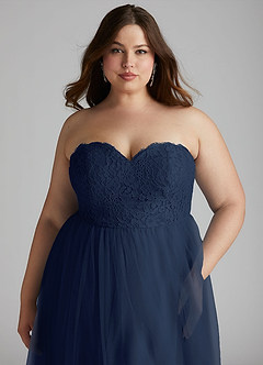 Azazie Roni Bridesmaid Dresses Dark Navy A-Line Sweetheart Neckline Tulle Convertible Dress image11
