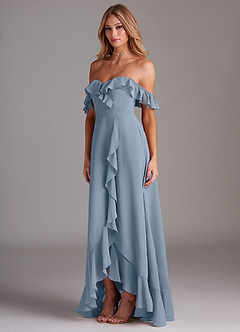 Azazie Lyra Bridesmaid Dresses Dusty Blue A-Line Chiffon Convertible Dress image5
