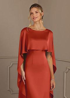 Azazie Eli vestidos de madre de la novia Vestido de Óxido de Satén Elástico de Recto con Cuello de barco image5