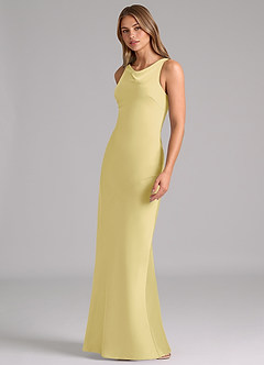 Azazie Allettie Bridesmaid Dresses Lemon Sorbet Mermaid Stretch Satin Dress image4
