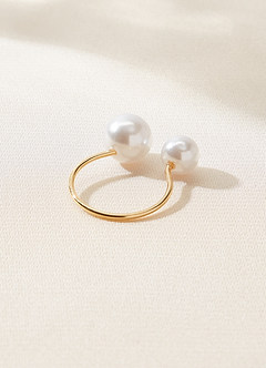 front Double Pearl Open Ring