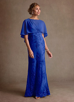 Azazie Amrita Mother of the Bride Dresses Royal Blue Mermaid Lace Chiffon Dress image4