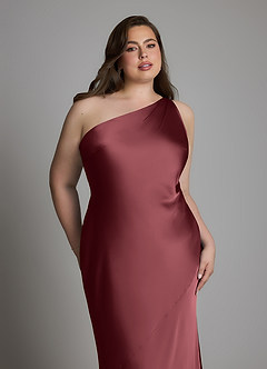 Azazie Juniper Bridesmaid Dresses Merlot Mermaid One Shoulder Stretch Satin Dress image11