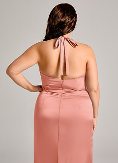 Azazie Valerie Jurken voor bruidsmeisjes Jurk van Stretch Satijn met Zeemeermin Geplooid Koraal image8