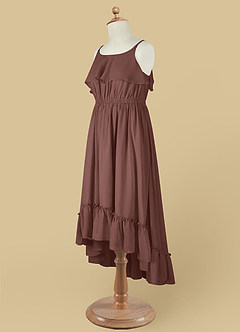 Azazie Karmen Flower Girl Dresses Espresso A-Line Ruched Chiffon Dress image11