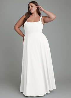 Azazie Shaude Bridesmaid Dresses White A-Line Pleated Chiffon Dress image8