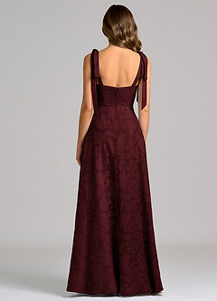 Azazie Debra Brautjungfernkleider A-Linie mit Taschen Blumen-Burnout Kleid Cabernetrot image6