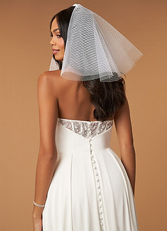 front Genevieve Shoulder Length Veil With Blusher
