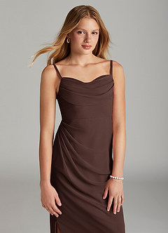 Azazie Mai Junior Ganache Sheath Pleated Chiffon Dress image5