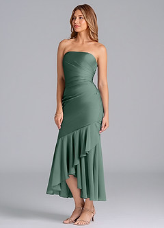 Azazie Danie Jurken voor bruidsmeisjes Jurk van Chiffon met Kolom Strapless Eucalyptus image4