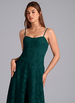 Azazie Stasy Bridesmaid Dresses Pine A-Line Sweetheart Neckline Floral Burnout Dress image6