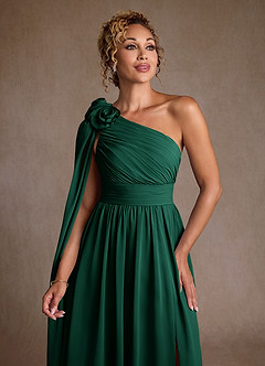 Azazie Lancaster Mother of the Bride Dresses Emerald A-Line One Shoulder Chiffon Dress image6