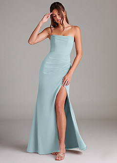 Azazie Leonis Bridesmaid Dresses Mist Sheath Strapless Chiffon Convertible Dress image1