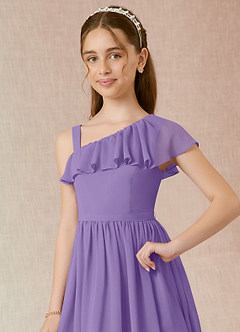 Azazie Mango Junior Tahiti A-Line Ruched Chiffon Dress image4