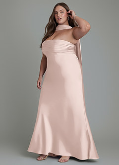 Azazie Saylor Jurken voor bruidsmeisjes Jurk van Stretch Satijn met Zeemeermin Strapless Blozend Roze image16