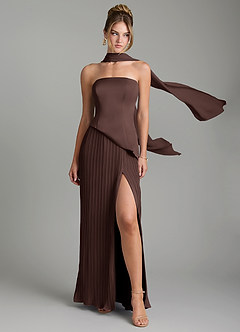 Azazie Tierney Bridesmaid Dresses Ganache A-Line Strapless Chiffon Convertible Dress image1