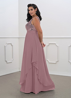 Azazie Xella Mother of the Bride Dresses Dusty Rose A-Line Lace Chiffon Dress image11