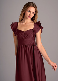 Azazie Anaya Bridesmaid Dresses Cabernet A-Line Sweetheart Neckline Stretch Satin Convertible Dress image6