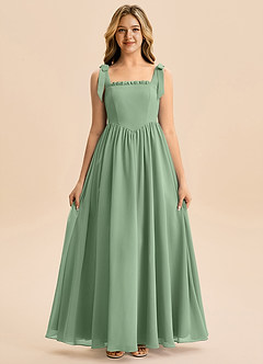 Azazie Delia Junior Abito A-Line in Chiffon Fiocco Matcha image5