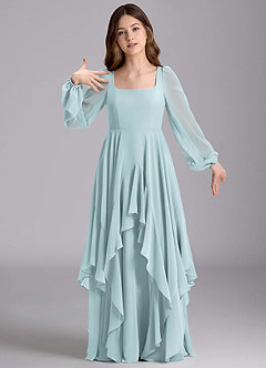 Azazie Clara Junior Jurk van Chiffon met A-Lijn Blouson De Nevel image6