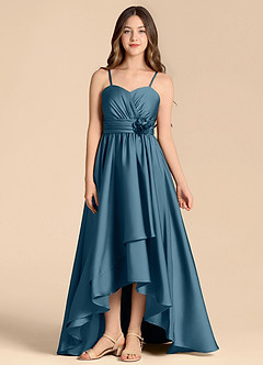 Azazie Catalina Junior Vestido de Bermudas de Satén Elástico de Corte en A con Escote de Corazón image1