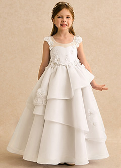 Azazie Mimie Sukienki dla dziewczynek sypiących kwiaty Suknia balowa Dekolt w kształcie serca Organza Długość kostki Sukienka image4