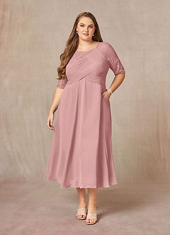 Azazie Dorothea Final Sale Dusty Rose A-Line Scoop lace Chiffon Dress image5