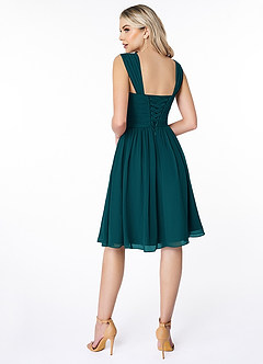 Azazie Angie Bridesmaid Dresses Pine A-Line Corset Chiffon Dress image2