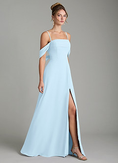 Azazie Mercedes Bridesmaid Dresses Sky Blue A-Line Off the Shoulder Chiffon Dress image5
