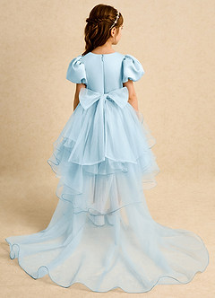 Azazie Cocoa Flower Girl Dresses Sky Blue Ball-Gown Pleated Tulle Dress image7