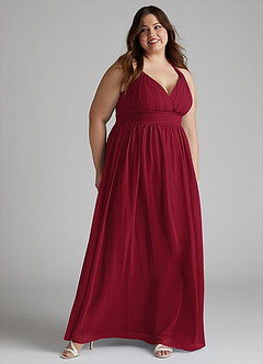 Azazie Ashia Bridesmaid Dresses Burgundy A-Line Pleated Chiffon Dress image9
