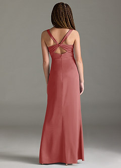 Azazie Mero Junior Antique Rose Mermaid Pleated Stretch Satin Dress image5