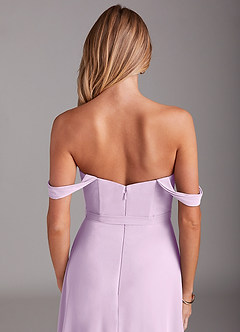 Azazie Aaron Jurken voor bruidsmeisjes Converteerbaar Jurk van Chiffon met A-Lijn Off the Shoulder Frosted Lila image8