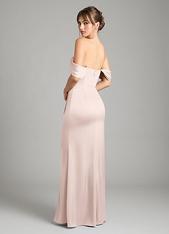 Azazie Johana Bridesmaid Dresses Blushing Pink Mermaid Off the Shoulder Stretch Satin Convertible Dress image8