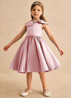 Azazie Acorn Flower Girl Klänningar Klä A-Line i Matt satäng Plisserad image6