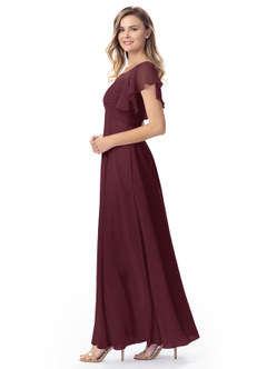 Azazie Lily Kleider zum Anprobieren zu Hause Empire-Linie Plissee Chiffon Bodenlang Kleider image3