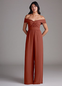 Azazie Lamara Brudtärnklänningar Jumpsuit av i Chiffong Av axeln Konvertibel image3