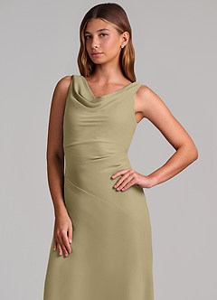 Azazie Nerine Brudtärnklänningar Klä av A-Linje i Chiffong Plisserad Mossgrön image6