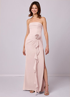 Barbie ♥ Azazie Bridesmaid Dresses Blushing Pink Sheath Strapless Chiffon Convertible Dress image2