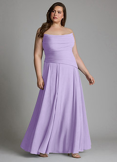 Azazie Gabriela Robes de demoiselle d'honneur Robe Trapèze en Mousseline de soie Corset Lilas image16