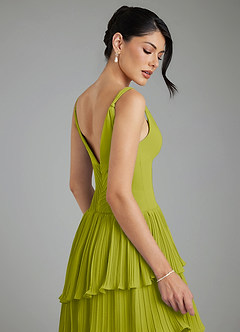 Azazie Rosa Bridesmaid Dresses Lemongrass A-Line Pleated Chiffon Dress image8