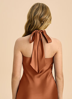 Azazie Chickie Junior Etui Plissee Stretch-Satin Kleid Kupfer image6