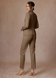 front Whitney Truffle Refined Weave Performance Full Length Dress Pants