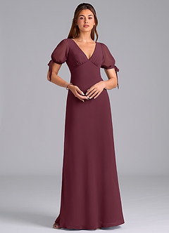 Azazie Pheby Bridesmaid Dresses Cabernet A-Line Pleated Chiffon Dress image3