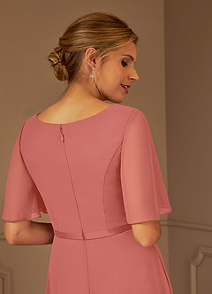 Azazie Tricia Mother of the Bride Dresses Salmon Pink A-Line V-Neck Pleated Chiffon Dress image12