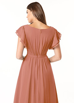 Azazie Daphne vestidos de dama de honor modestos Vestido de Corte En A Volantes Hasta el suelo Gasa image5