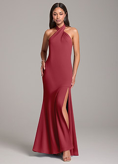 Azazie Lorena Bridesmaid Dresses Pomegranate Mermaid Pleated Chiffon Dress image1