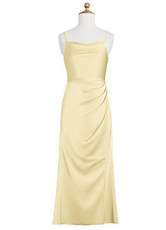 Azazie Leonis Junior A-Linie Plissee Stretch-Satin Kleid Zitronensorbet image6