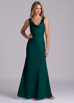 Azazie Rylina Final Sale Pine Mermaid Floral Burnout Dress image4